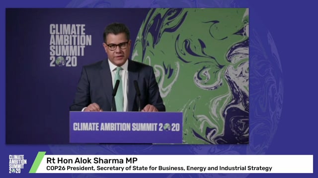 Rt Hon Alok Sharma MP<br>COP26 President, Secretary of State for Business, Energy and Industrial Strategy